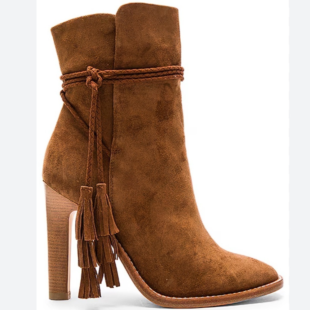 Joie Chap Booties Boots in Chestnut Brown Suede | REVOLVE Sz. 39 Sz. 9